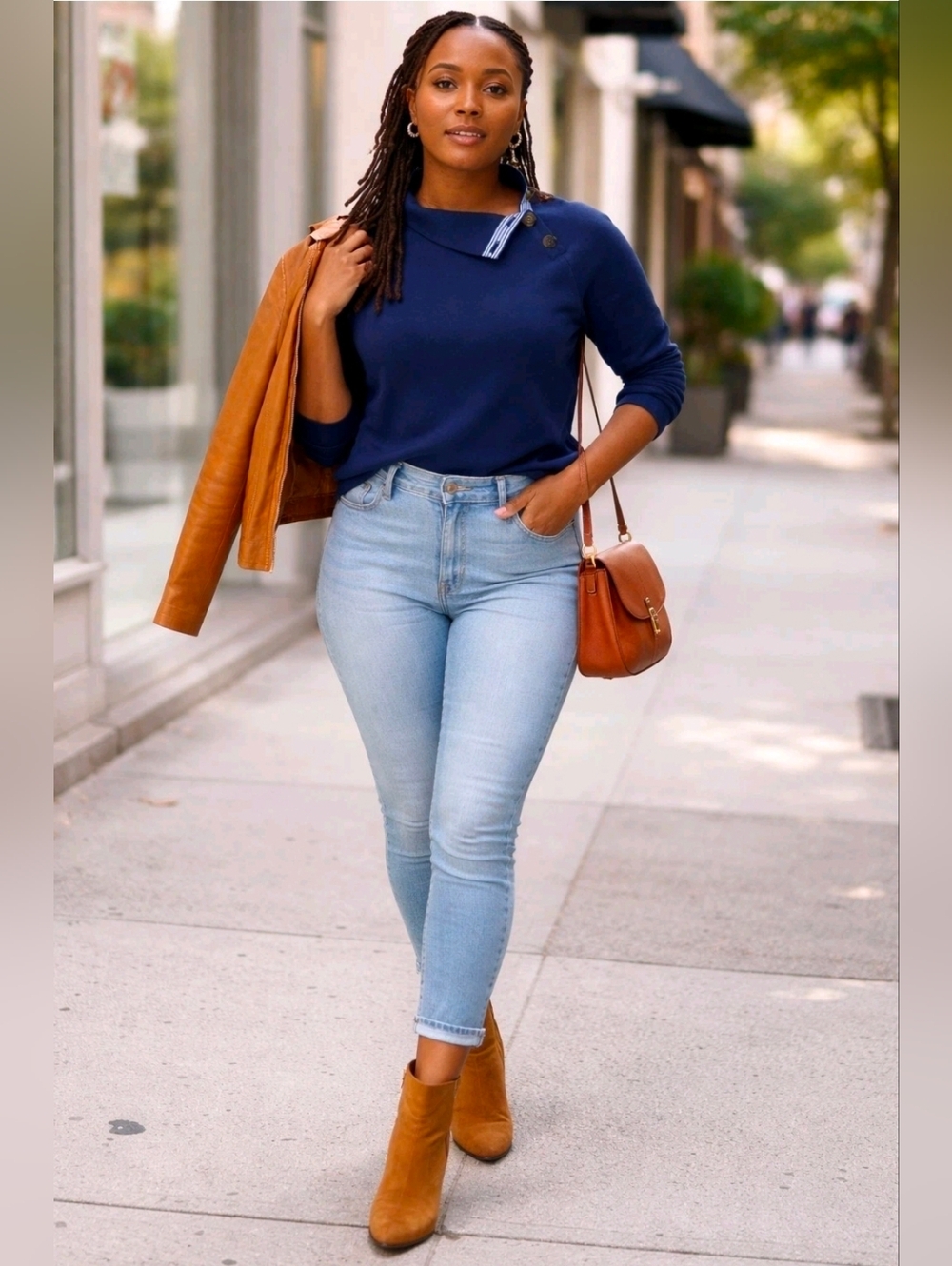 J.Crew Navy Button Collar Pullover Sweatshirt Preppy Classic Sz S